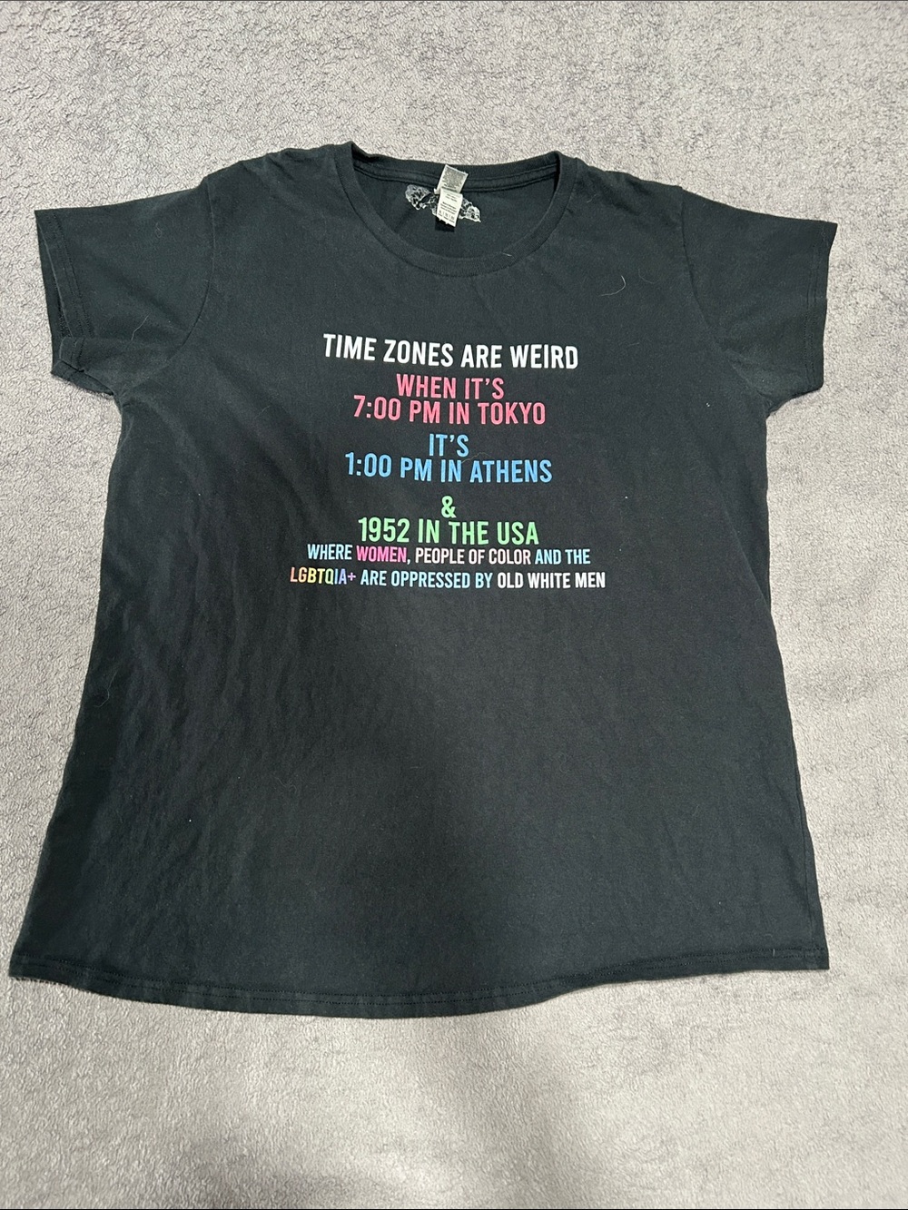 Black Graphic Kids Tee - Time Zones Are Weird